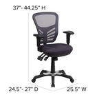 Flash Furniture Nicholas Mid-Back Swivel Office and Gaming Chair, Ergonomic Mesh Office Chair with Adjustable Lumbar Support and Height, Dark Gray