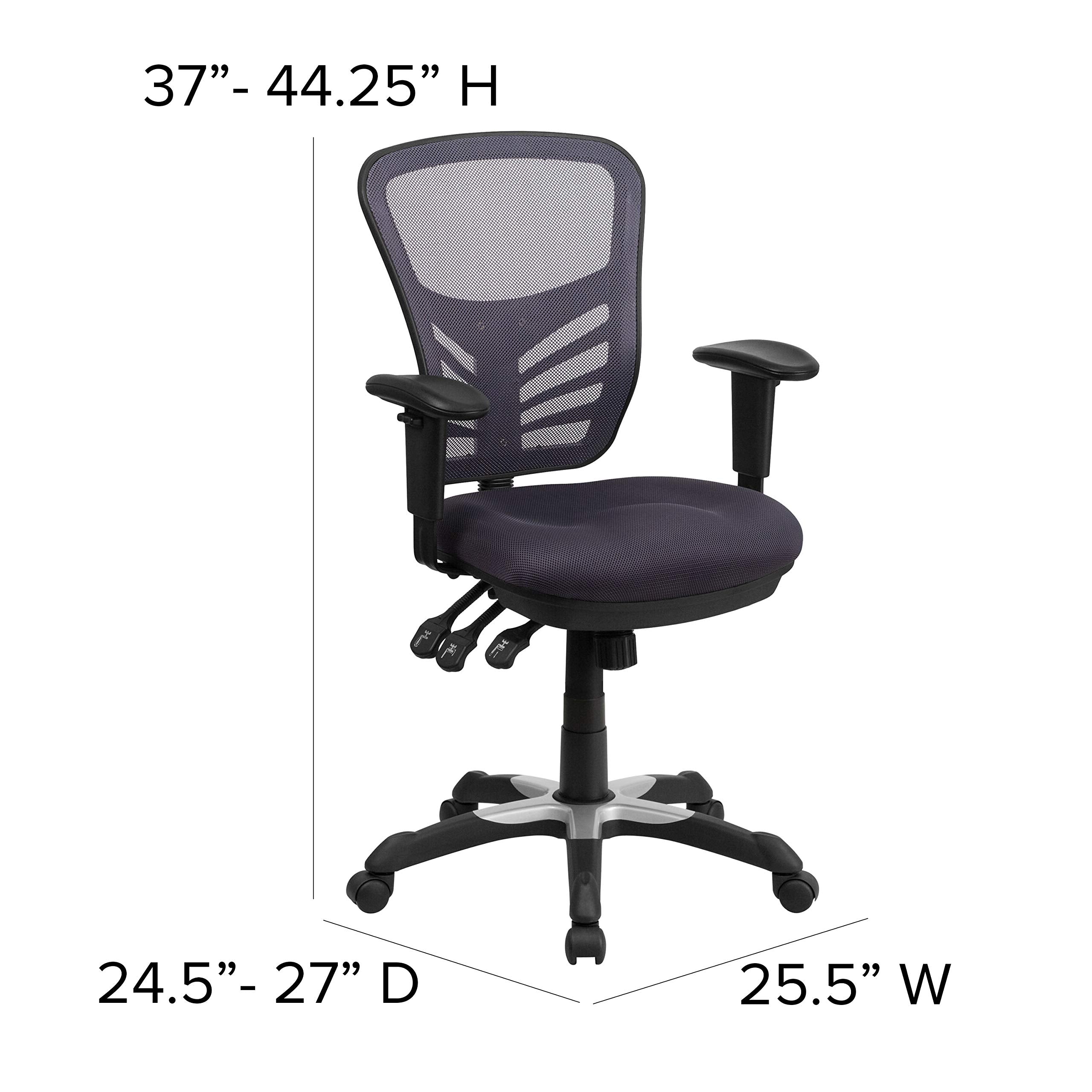 Flash Furniture Nicholas Mid-Back Swivel Office and Gaming Chair, Ergonomic Mesh Office Chair with Adjustable Lumbar Support and Height, Dark Gray