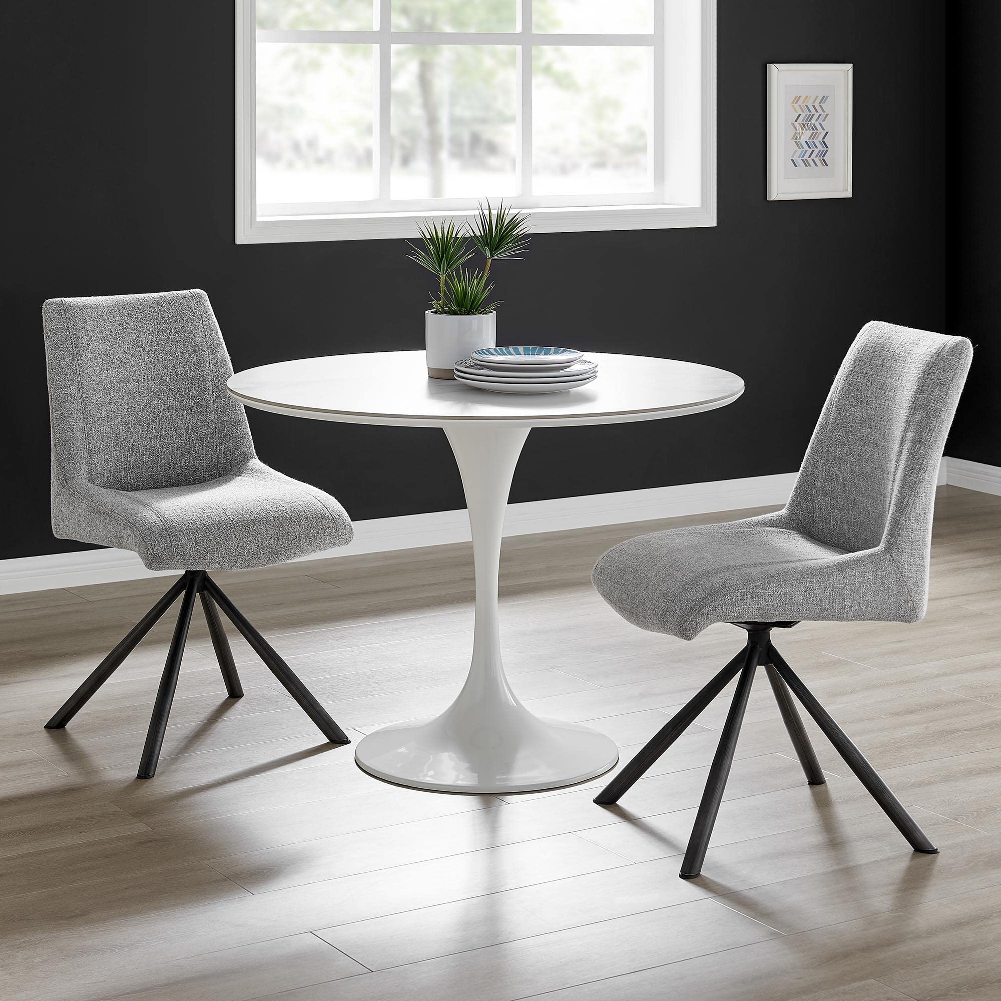 Npd Furniture And More Viona Fabric Swivel Side, Blazer Light Gray-(Set Of 2) Dining Chair