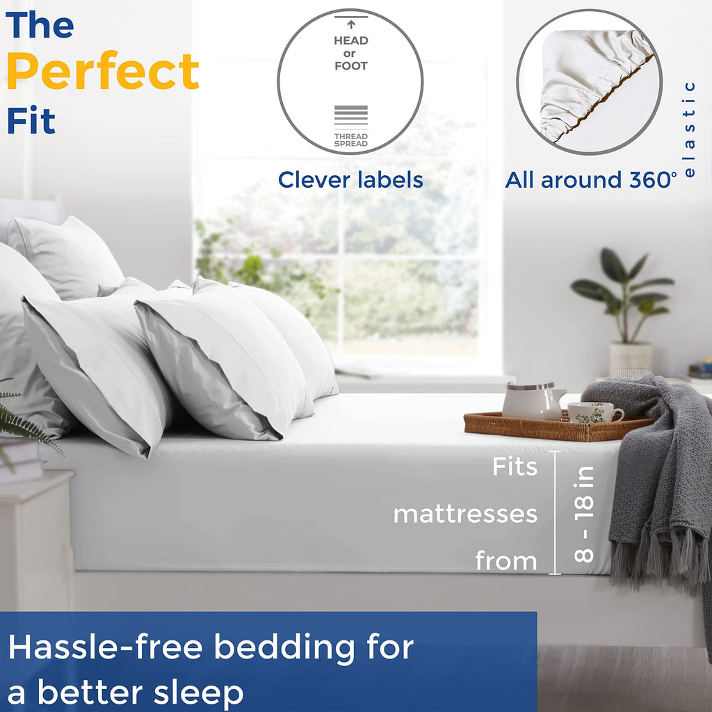 600 Thread Count Egyptian Quality 100% Cotton Sheets Set, California King Size Bedding Set In Silver