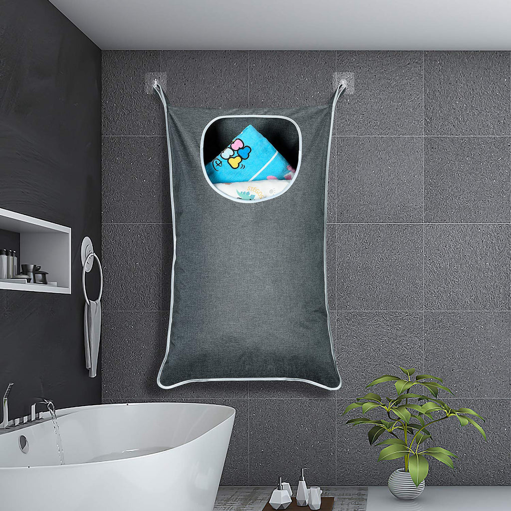 Kingsuslay Hanging Laundry Bag With Over Door Hooks, Over Door Laundry Bag And Space Saving Laundry Bag With Zipper, Hanging Ham