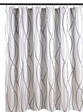 Biscaynebay Textured Fabric Shower Curtain 72 Inches By 72 Inches, Silver Grey Striped Printed Linen Modern Hotel Luxury Quality