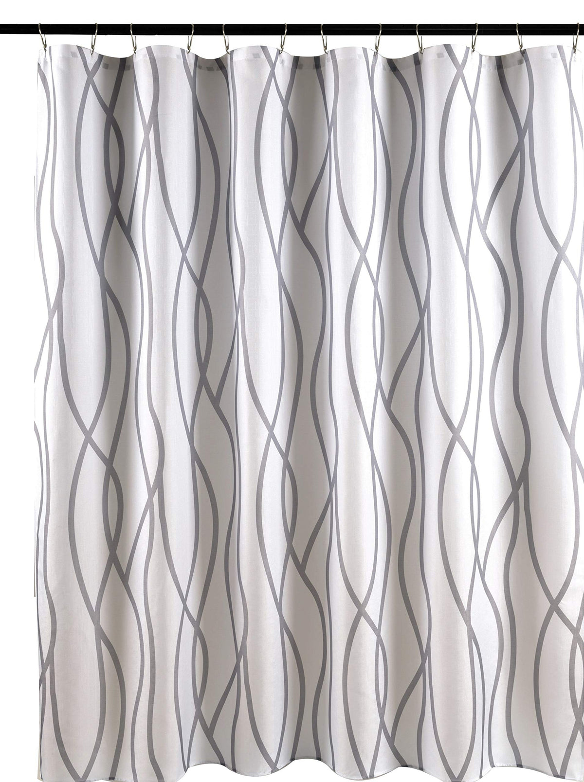 Biscaynebay Textured Fabric Shower Curtain 72 Inches By 72 Inches, Silver Grey Striped Printed Linen Modern Hotel Luxury Quality