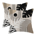 Boho Pillow Covers 18X18 Set Of 2 Mid Century Black Beige Tropical Leaf Throw Pillow Covers Outdoor Decor Modern Abstract Line D