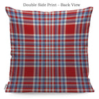 Wondertify Throw Pillow Case Cover Tartan Plaid Pattern Checkered Fabric Texture Moderate Light Blue White And Bright Red Soft Linen Pillow Case For Bedroom/Livingroom/Sofa Cushion Covers 18X18 Inch