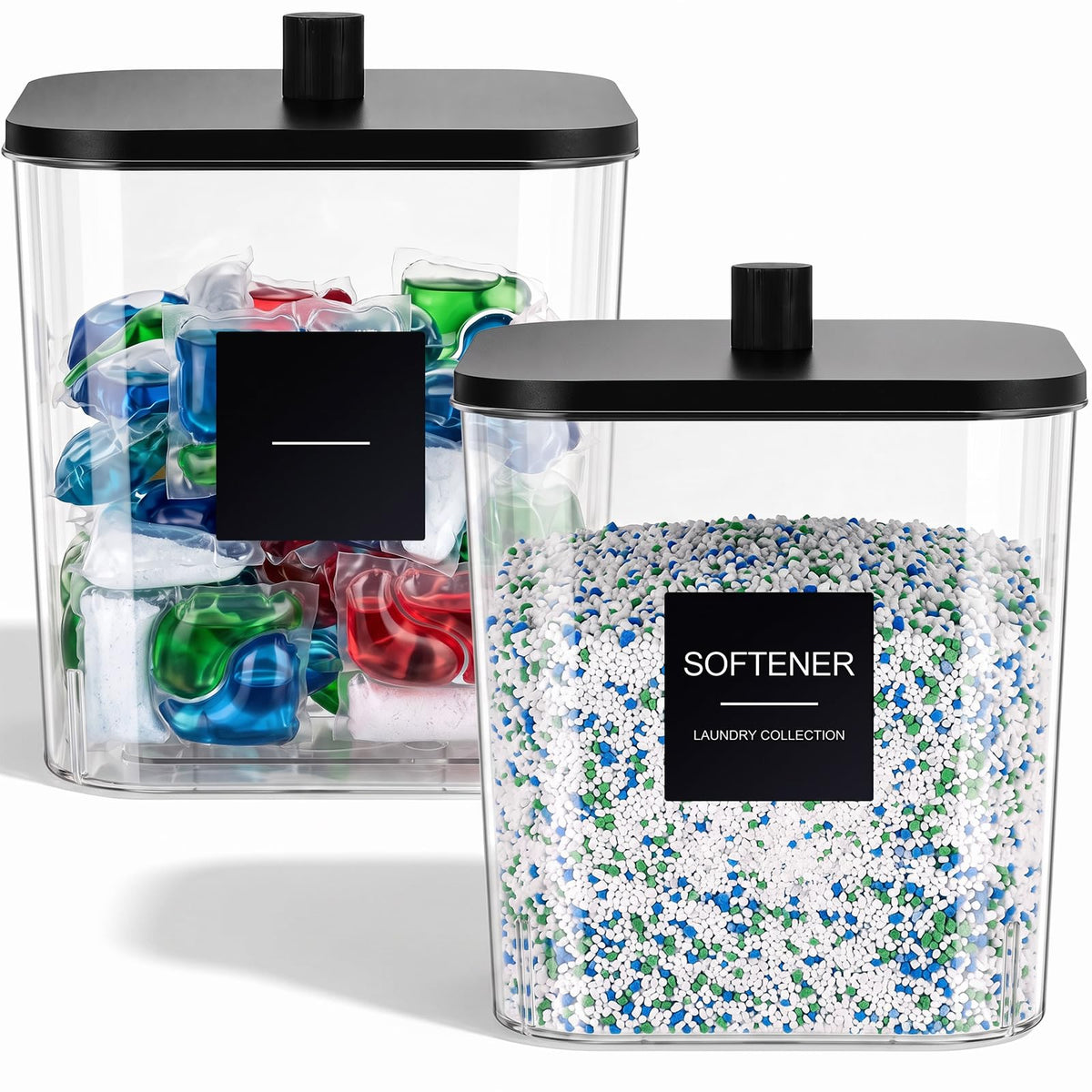 Sawysine 2 Pack 145 oz Laundry Pods Container with Bamboo Lids, 6 Labels