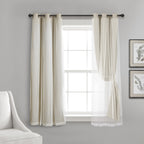 Lush Decor Sheer Grommet Curtains With Insulated Blackout Lining, Window Curtain Panels, Pair, 38''W X 63''L, Wheat - Curtain Wi