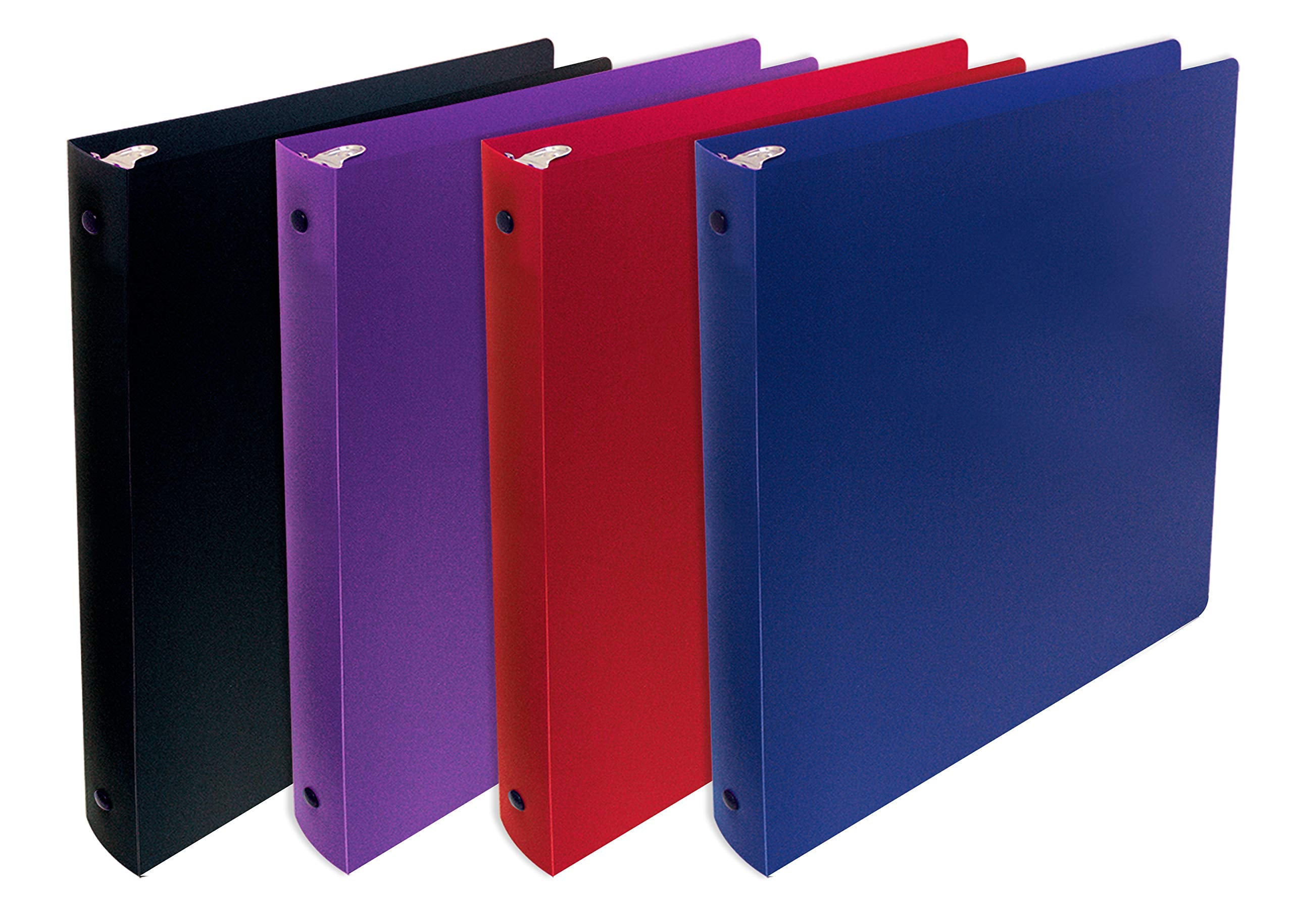 Better Office Products, 3 Ring Poly Binder With Pocket, 1 Inch, Letter Size, 4 Pack-Red, Blue, Purple, And Black