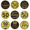 Tenare 504 Pieces Black and Gold 50th Birthday Party Favor Stickers Cheers to 50th Label Stickers Round Mini Chocolate Candy Wra