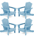 Kingyes Folding Adirondack Chair Set Of 4, Hdpe All-Weather Folding Adirondack Chair, Light Blue