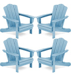 Kingyes Folding Adirondack Chair Set Of 4, Hdpe All-Weather Folding Adirondack Chair, Light Blue