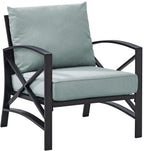 Crosley Furniture Kaplan Outdoor Chair, Patio Chairs for Conversation, Porch, Deck, Balcony, Backyard, Oiled Bronze with Mist Cushions