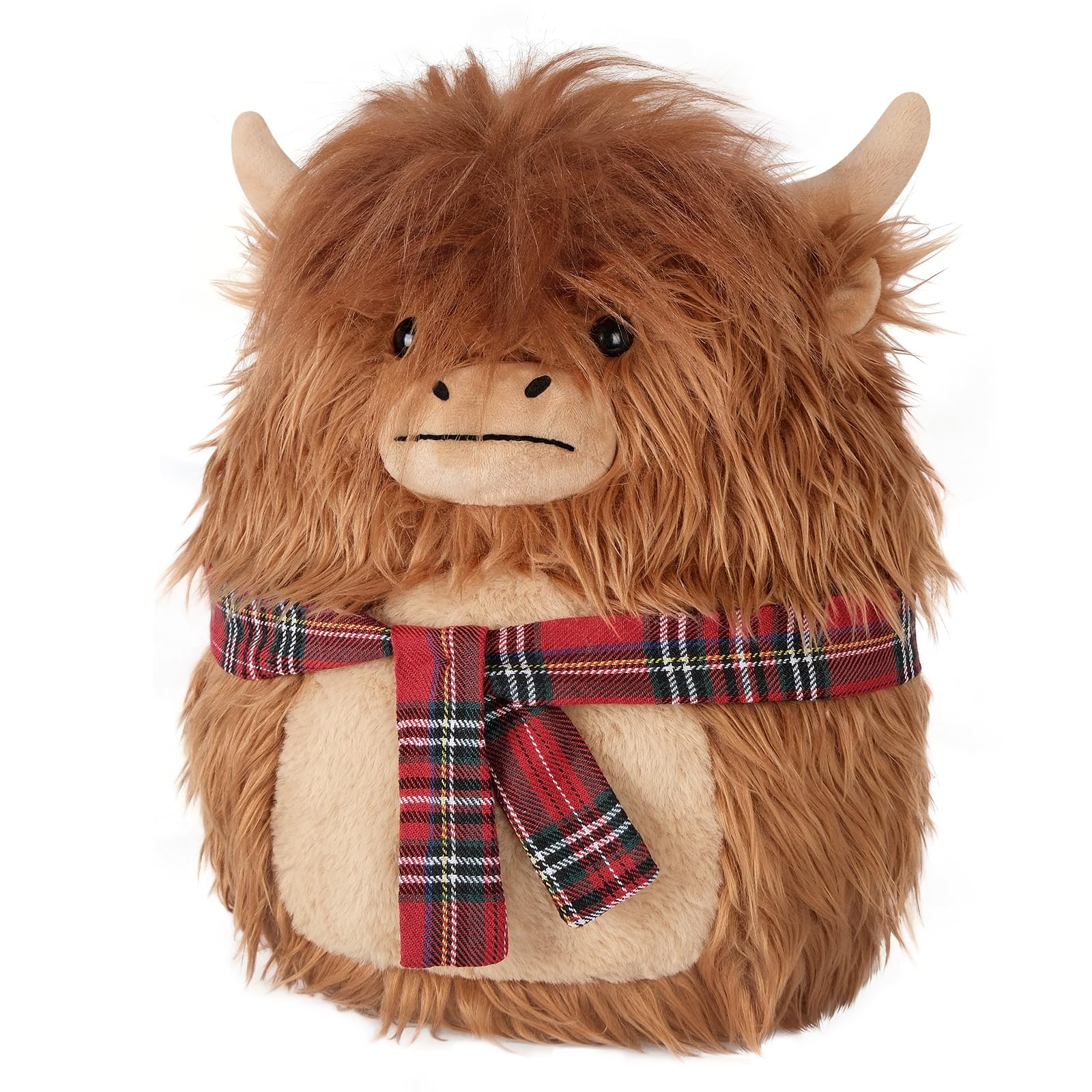 SuzziPals 14' Highland Cow Stuffed Animals Plush Pillows, Scarf Scottish Highland Cattle Plushies, Soft Stuffed Cow Plush Toys 
