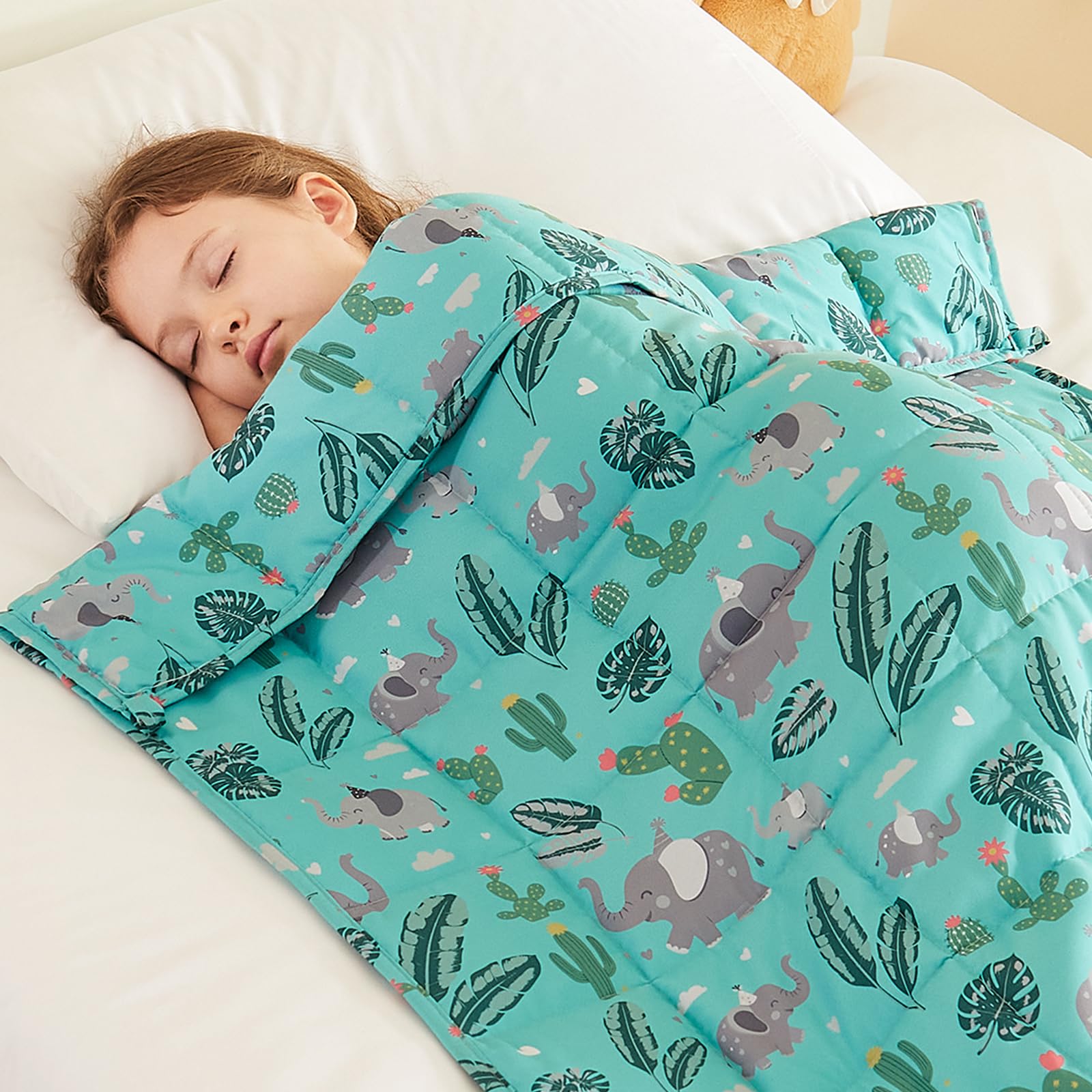 HOSUKKO Weighted Blanket - 5 lbs Green Bush Heavy Blanket - Breathable Blanket(36 * 48 inches, 5 lbs)