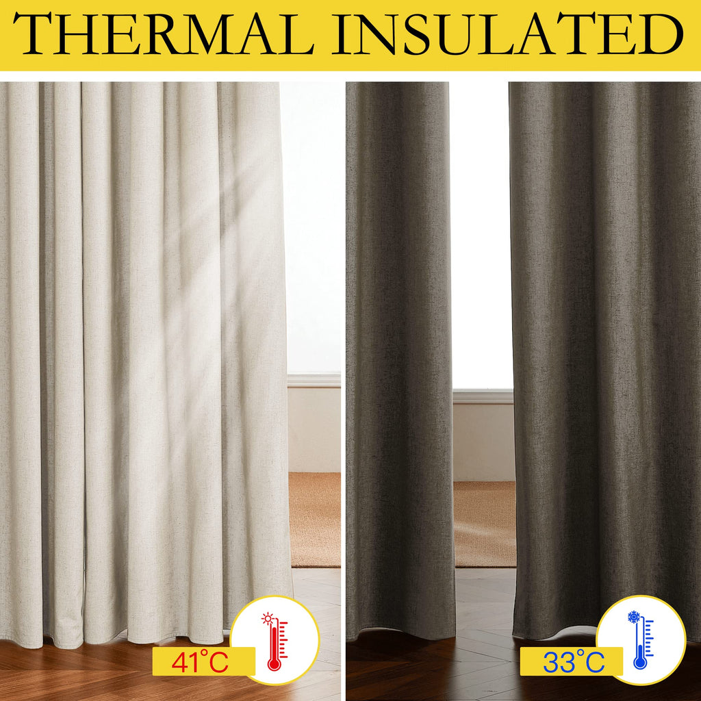 Nicetown 100% Absolutely Blackout Linen Curtains With Thermal Insulated White Liner, 52' W, 2 Pcs, Beige, 95' Long Drapes Sweep The Floor Decorative Keep Privacy Panels For Living Room/Villa/Bedroom