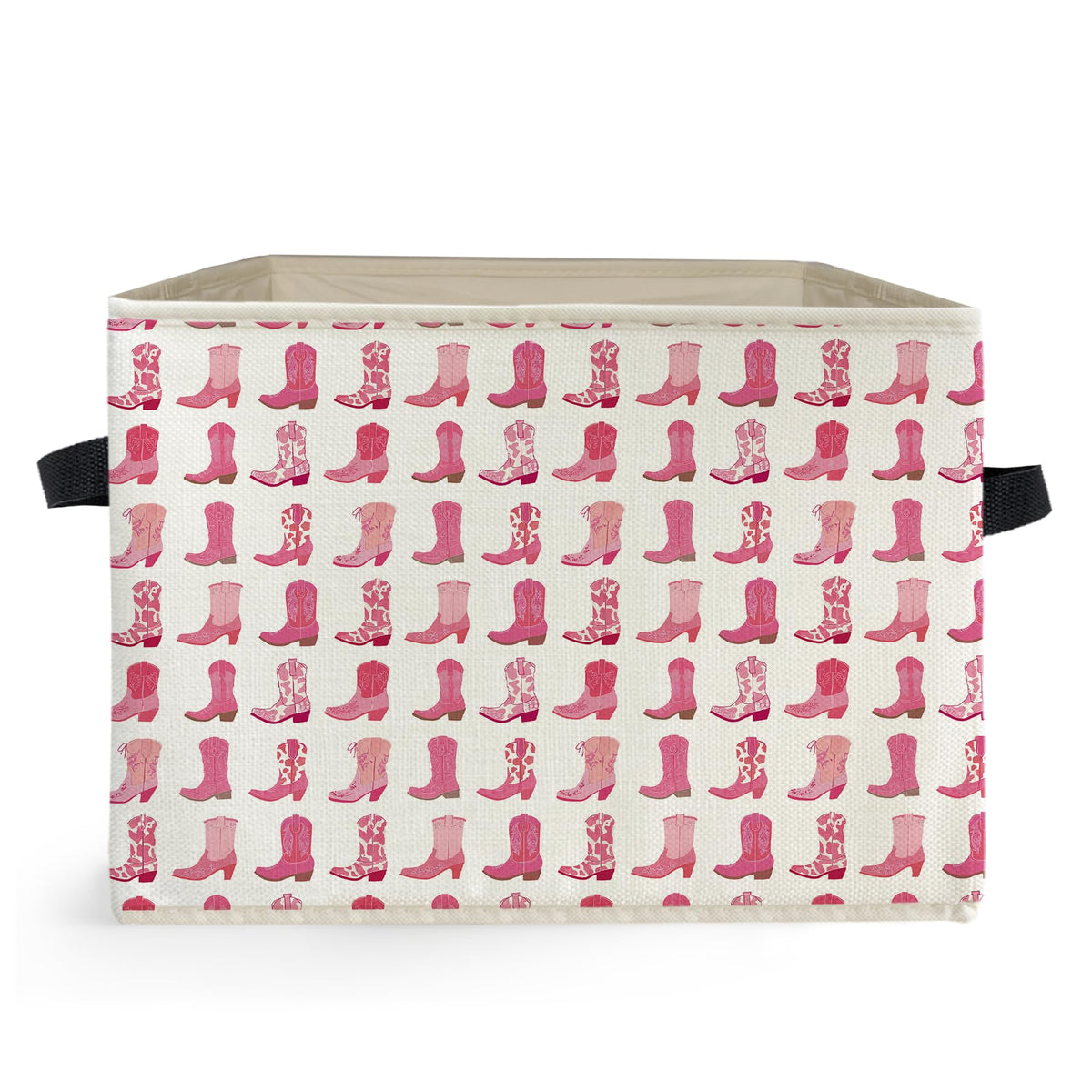 Ghoaoivo Western Pink Cowgirl Boots Storage Box Bins, Trendy Preppy Cowgirl Western Collapsible Storage Basket Organizer for Gir