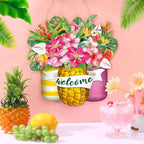 Summer Wooden Sign Pineapple Mason Jar Welcome Sign Farmhouse Summer Door Porch Decor Summer Wreath Pineapple Wall Decor With Ro