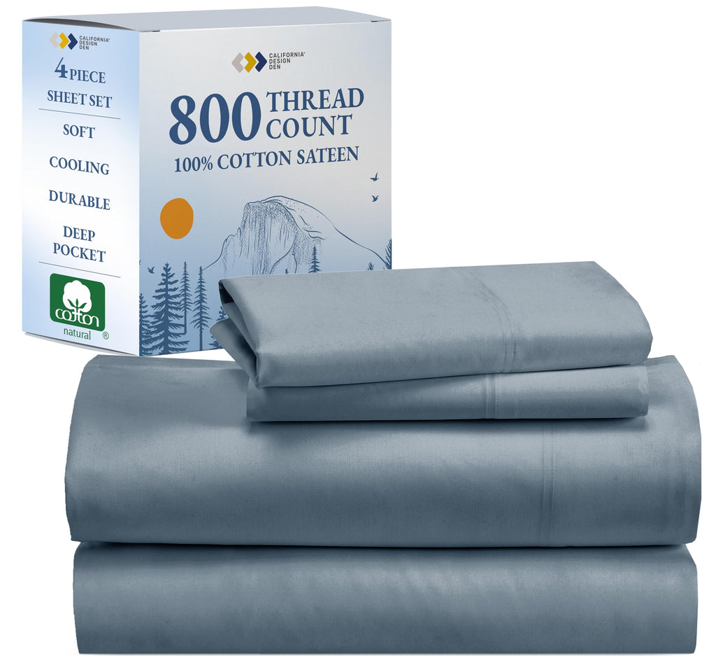 California Design Den Deep Pocket King Sheet Set - Luxury 800 Thread Count Sheets King, 100% Cotton Sateen Bedding Set - Cooling & Softer Than Egyptian Cotton Sheets (Beige)