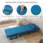 Powerstone Convertible Sleeper Chair Bed, 4 In 1 Living Room Reading Chair With Pillow, Arm And Adjustable 5 Position Backrest Single Sofa Bed, Blue