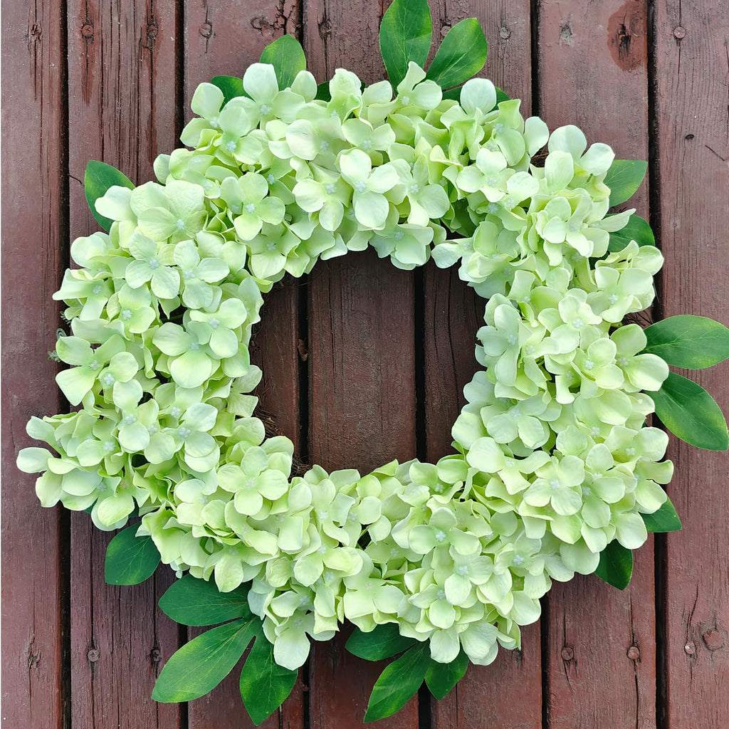 Cherica 20 Pcs Green Hydrangea Artificial Flowers Bulk, Faux Hydrangea Flowers Heads, Artificial Fake Silk Hydrangea Flowers Wit