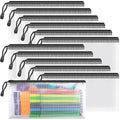 Umriox Zipper Pencil Pouches, 9.2 X 4.7 In (Black, 12 Pack), Pencil Pouches Bulk, Clear Pencil Pouch For Office Supplies Cosmeti