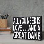 Jennygems Great Dane Gifts, All You Need Is Love And A Great Dane Wooden Sign, Wall Hanging And Shelf Decor, Made In Usa