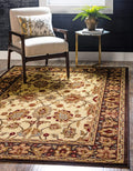 Unique Loom Voyage Collection Traditional Oriental Classic Intricate Design Area Rug, 3 3 x 5 3 Rectangle, Cream/Brown