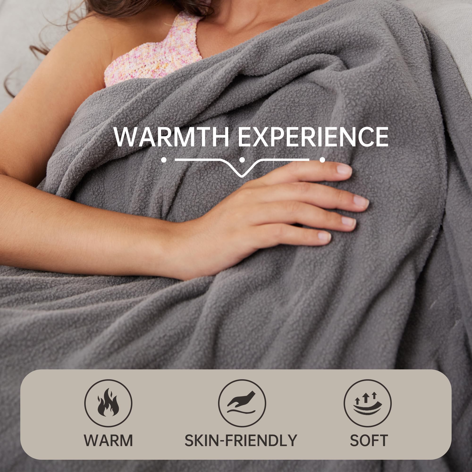 McJaw Electric Heated Blanket, Full Size 72x84, 4 Heating Levels, 10-Hour Auto Off, Lightweight, Breathable - Ash Grey