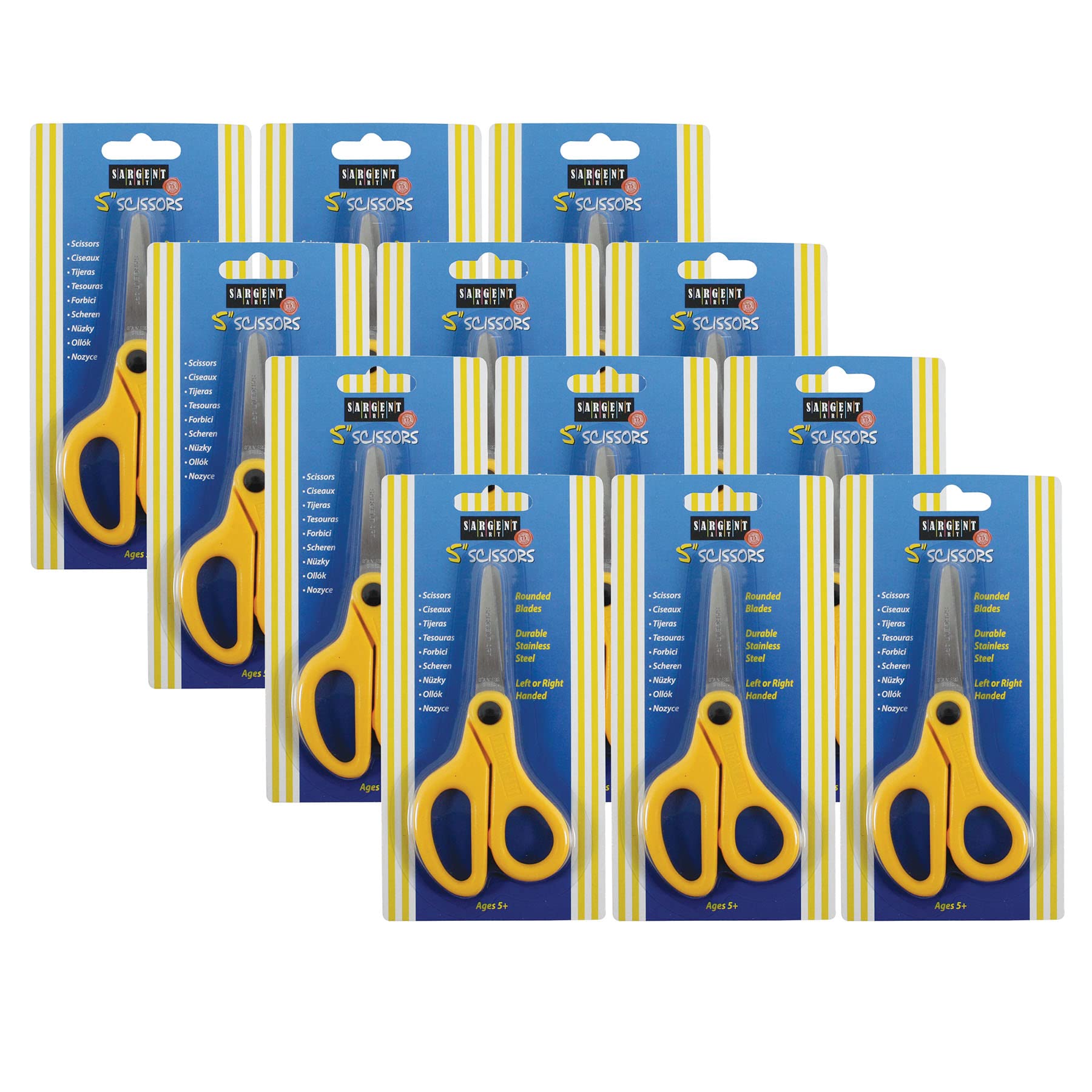 STUDENT SCISSORS 5IN BLUNT 12/PK