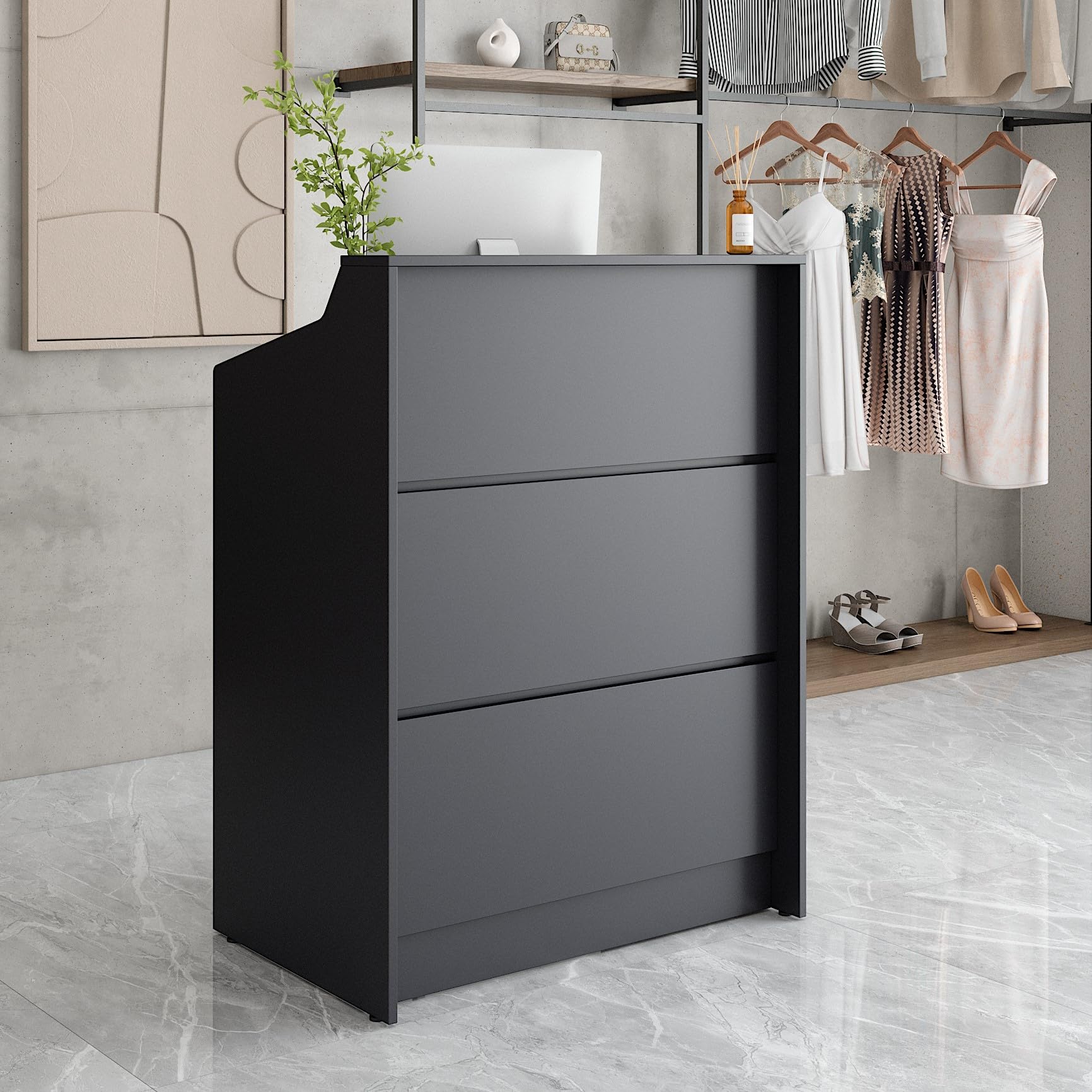 AGATEO Small Reception Desk with Drawer - Front Desk, Checkout Counter & Retail Counter - Cash Register Stand