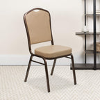Flash Furniture HERCULES Series Crown Back Stacking Banquet Chair in Tan Vinyl - Copper Vein Frame