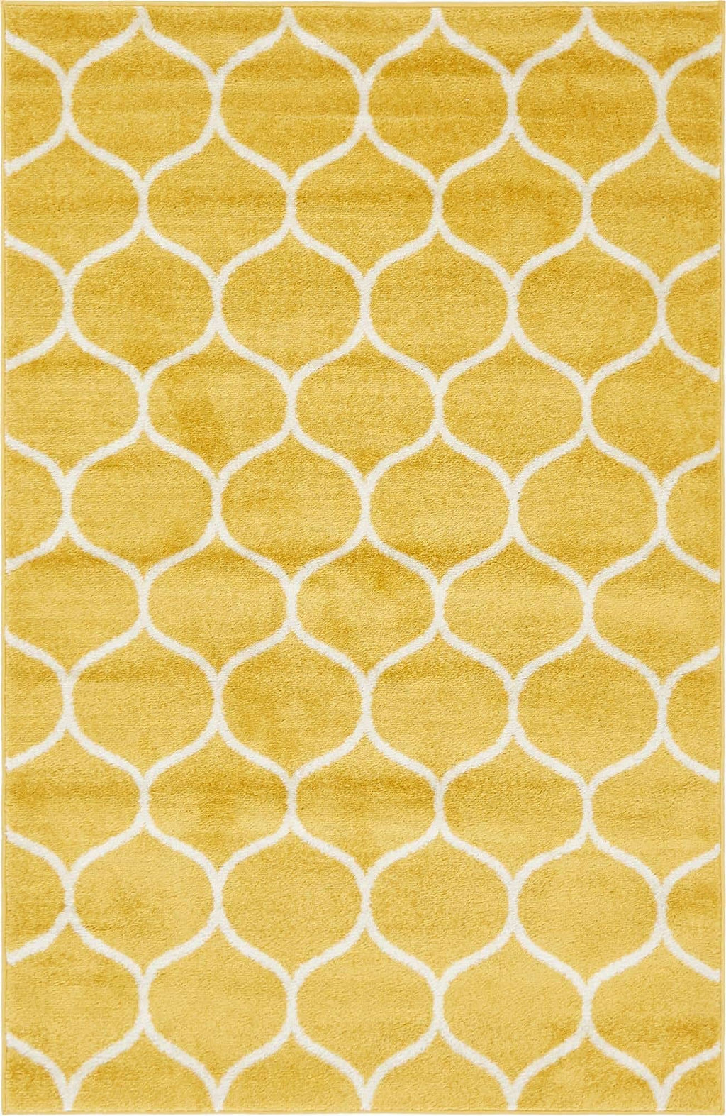 Unique Loom Trellis Frieze Collection Area Rug - Rounded (4' 1'' x 6' 1'', Yellow/ Ivory)