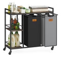 VASAGLE Laundry Hamper with 2 Compartments, 26.4 Gal. (100 L) Laundry Sorter, Rolling Laundry Cart with Shelves, Removable Liner