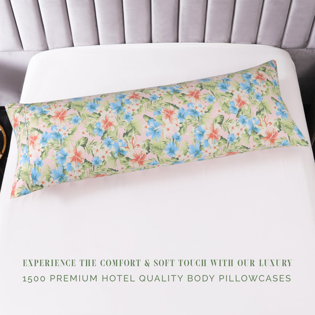 Elegant Comfort Ultra Soft 1-Piece Set Floral Print Pillowcases - 1500 Premium Hotel Quality Microfiber, Soft And Smooth Hidden Zipper Closure 1-Piece Pillow Covers - Body Pillowcase, Magnolia