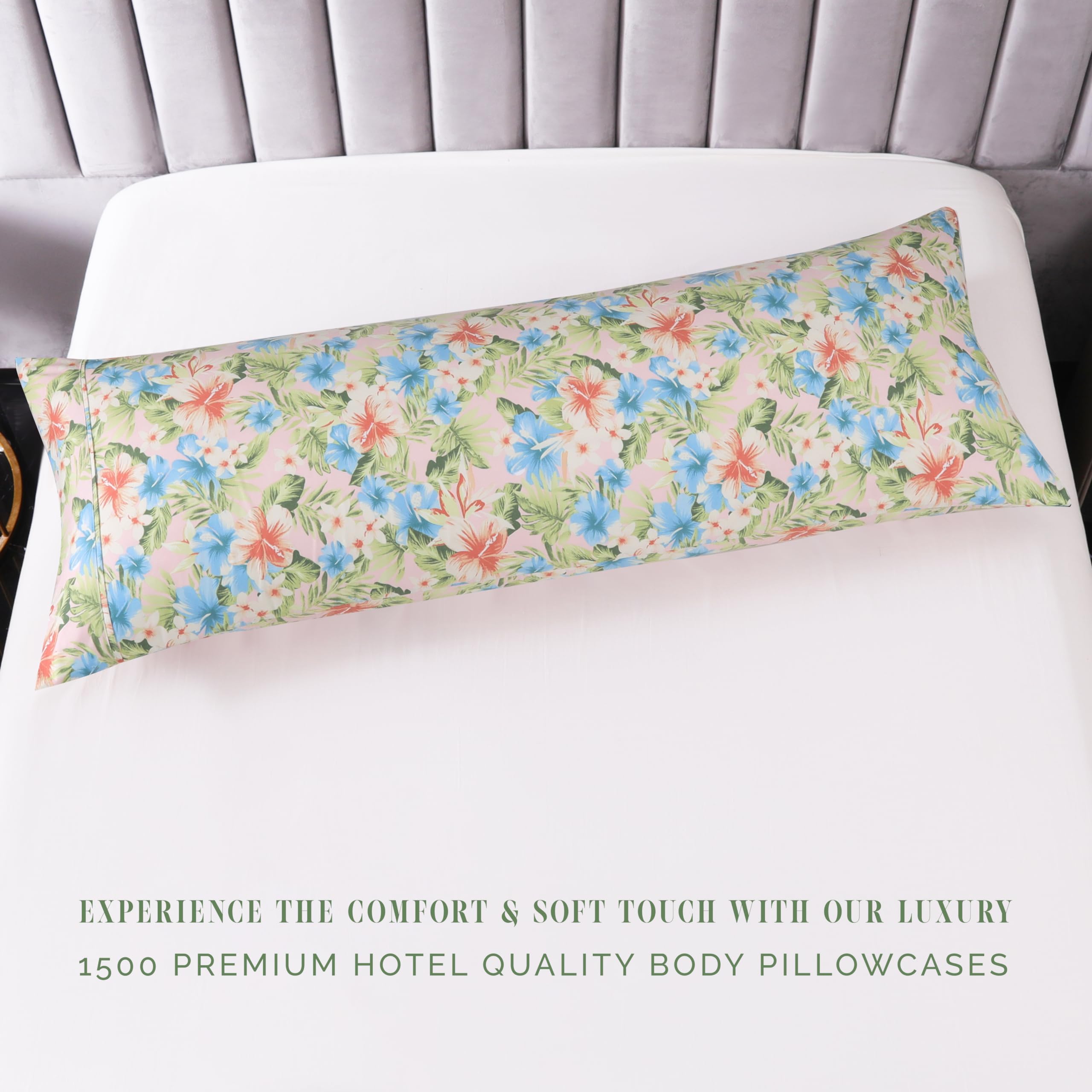 Elegant Comfort Ultra Soft 1-Piece Set Floral Print Pillowcases - 1500 Premium Hotel Quality Microfiber, Soft And Smooth Hidden Zipper Closure 1-Piece Pillow Covers - Body Pillowcase, Magnolia