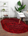 Unique Loom Tekke Collection Area Rug - Sheibani (5 3 x 8 Oval, Red/ Black)