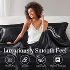 Madison Park Essentials Satin Sheets Twin Size, Luxurious Silky Satin Bed Sheets, Elastic 14' Pocket Fits Up To 16' Mattress, Wrinkle-Free, Soft Satin Bed Sheet Set, Black 4 Piece