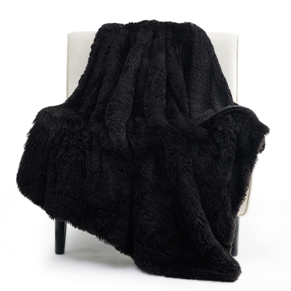 Bedsure Faux Fur Twin Blanket Black - Fuzzy, Fluffy, And Shaggy Faux Fur, Soft And Thick Sherpa, Cozy Warm Decorative Gift, Twin