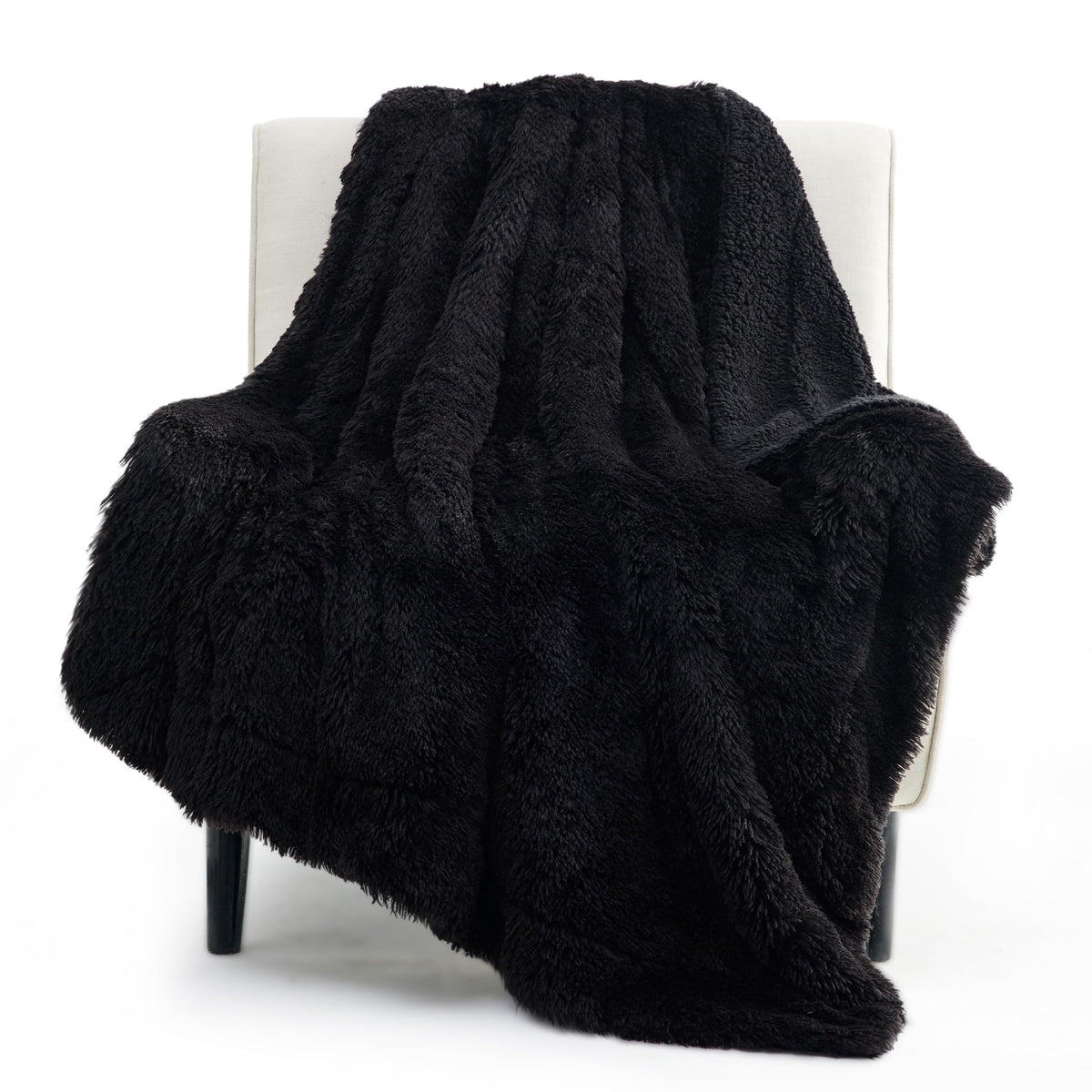 Bedsure Faux Fur Twin Blanket Black - Fuzzy, Fluffy, And Shaggy Faux Fur, Soft And Thick Sherpa, Cozy Warm Decorative Gift, Twin
