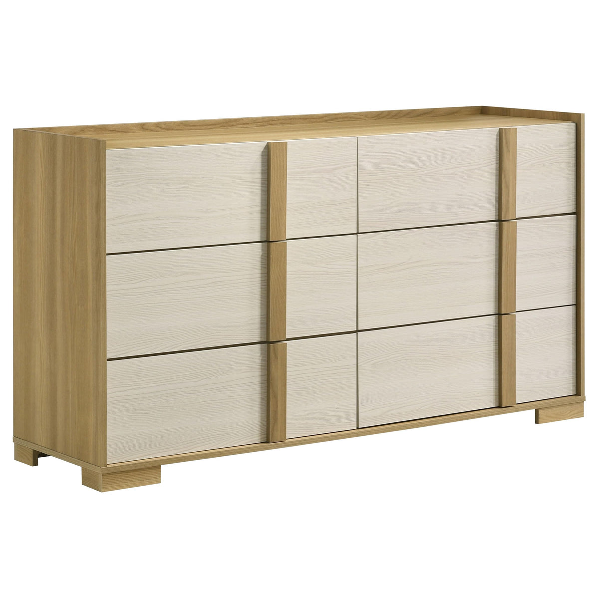 Coaster Home Furnishings Hyland Coastal 61-inch 6-Drawer Bedroom Dresser Clothing Storage Cabinet Wide Chest of Drawers Organizer Unit Natural 215653