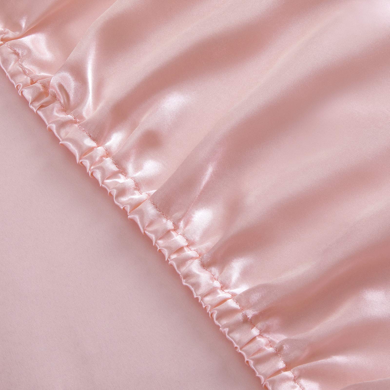 Siinvdabzx 3-Piece Set Satin King Fitted Sheet & 2 Pillowcase, Blush Pink Silky Soft Fitted Bottom Sheet, Wrinkle Free, Fade Res