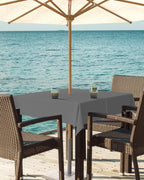 Queenker Dark Gray Outdoor Tablecloth With Umbrella Hole And Zipper, Solid Color Table Cover For Square Tables Waterproof Tablet