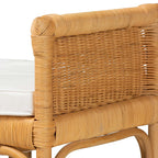 Baxton Studio Nairi Rattan Bench, White/Natural Brown (233-13163-HiT)