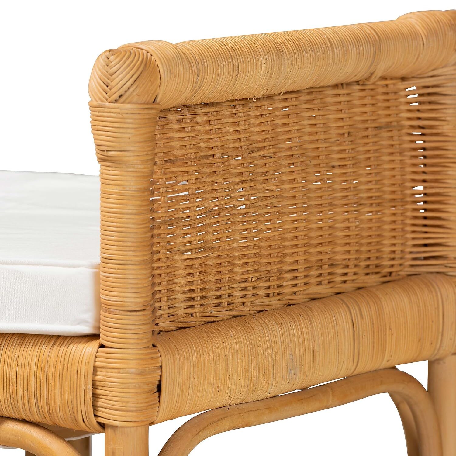 Baxton Studio Nairi Rattan Bench, White/Natural Brown (233-13163-HiT)