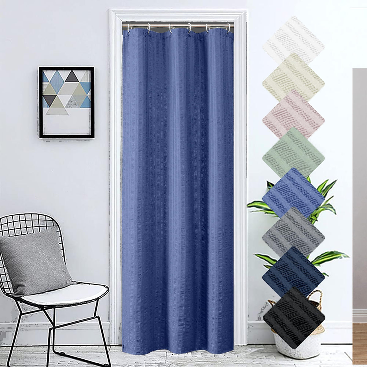 Aiyufeng Royal Blue Stall Fabric Shower Curtain - Soft & Lightweight Small Shower Curtain With Texture For Narrow Stall Size, Ma