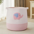 MOJOSCEND 65L Pink Elephant Laundry Basket Hamper for Kids Girls Blanket Basket Blush Pink Baby Nursery Hamper for Girls Room Be