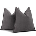 Zwjd Rustic Gray Pillow Covers 24X24 Set Of 2 Chenille Pillow Covers With Elegant Design Soft And Luxurious Decorative Throw Pil