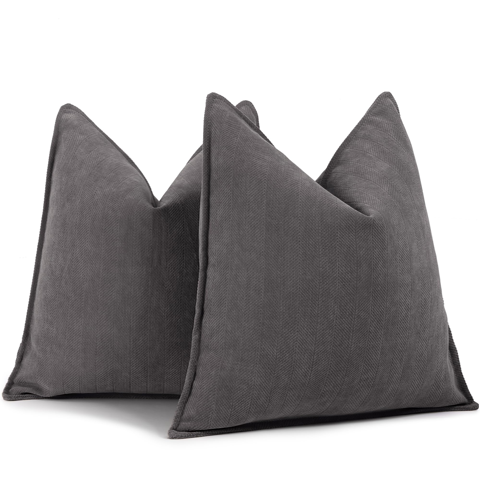 Zwjd Rustic Gray Pillow Covers 24X24 Set Of 2 Chenille Pillow Covers With Elegant Design Soft And Luxurious Decorative Throw Pil