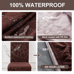 Genina Waterproof Dining Room Chair Covers Stretch Parsons Chair Slipcovers For Dining Room Kitchen Chair Protector Cover, Removable, Washable (2, Flower Pattern-Chocolate)