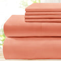 Bysure 6 Pieces Bed Sheets Set(King, Coral) - Super Soft 1800 Thread Count 100% Microfiber Sheets With Deep Pockets, Wrinkle & F
